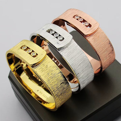 [Veyra Jewelry]Polished Brushed Bangle, Large Engraved Sliding Bangle