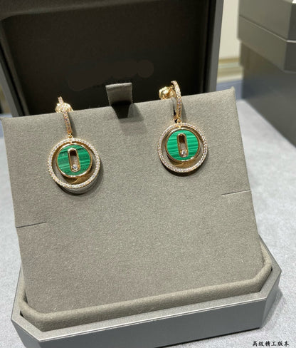 [Veyra Jewelry]LUCKY MOVE Sliding‑diamond C‑shape Ear Hoops