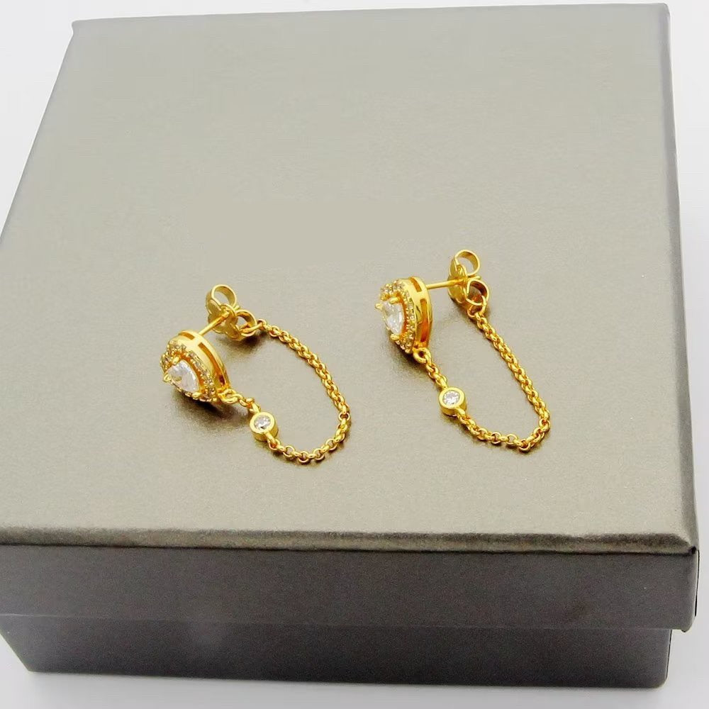 [Veyra Jewelry]My Twin Heart Chain Earrings