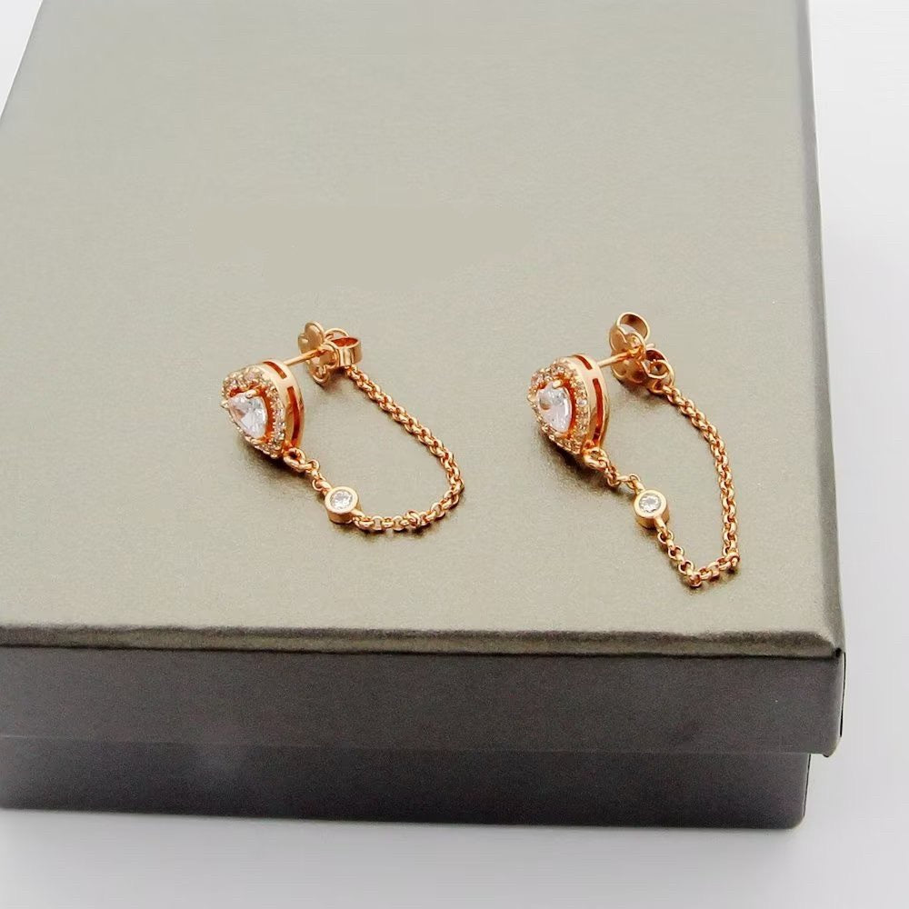 [Veyra Jewelry]My Twin Heart Chain Earrings
