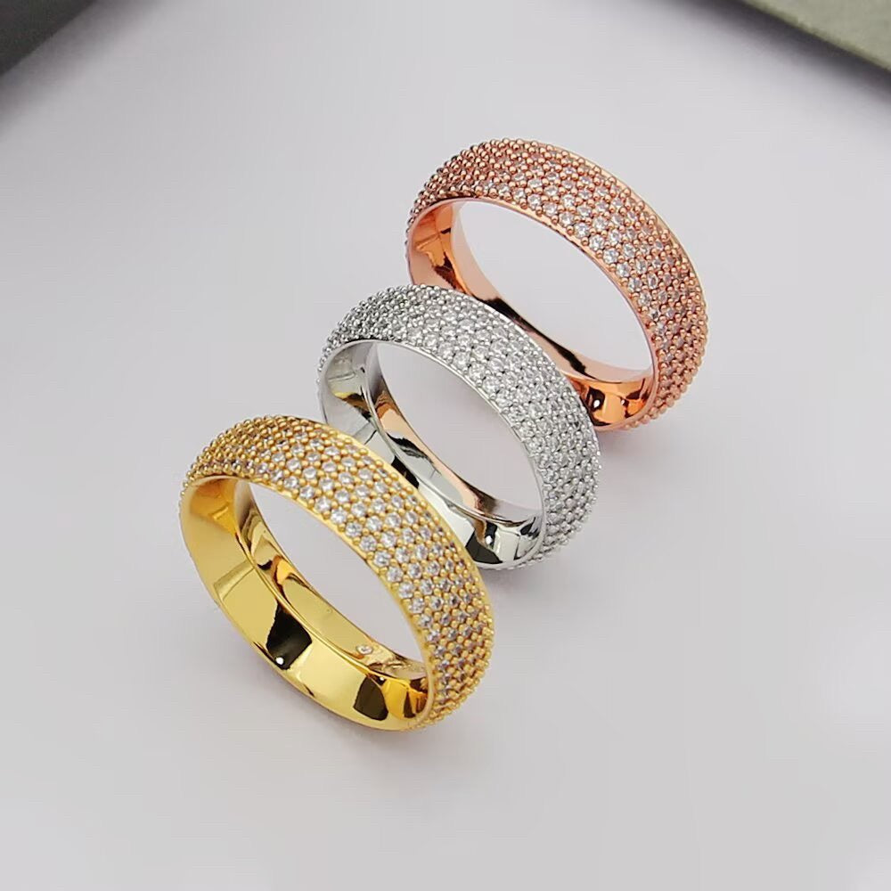 [Veyra Jewelry]Fiery Full Pavé Diamond Wide Band Ring,