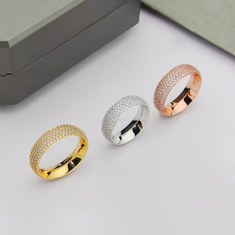 [Veyra Jewelry]Fiery Full Pavé Diamond Wide Band Ring,