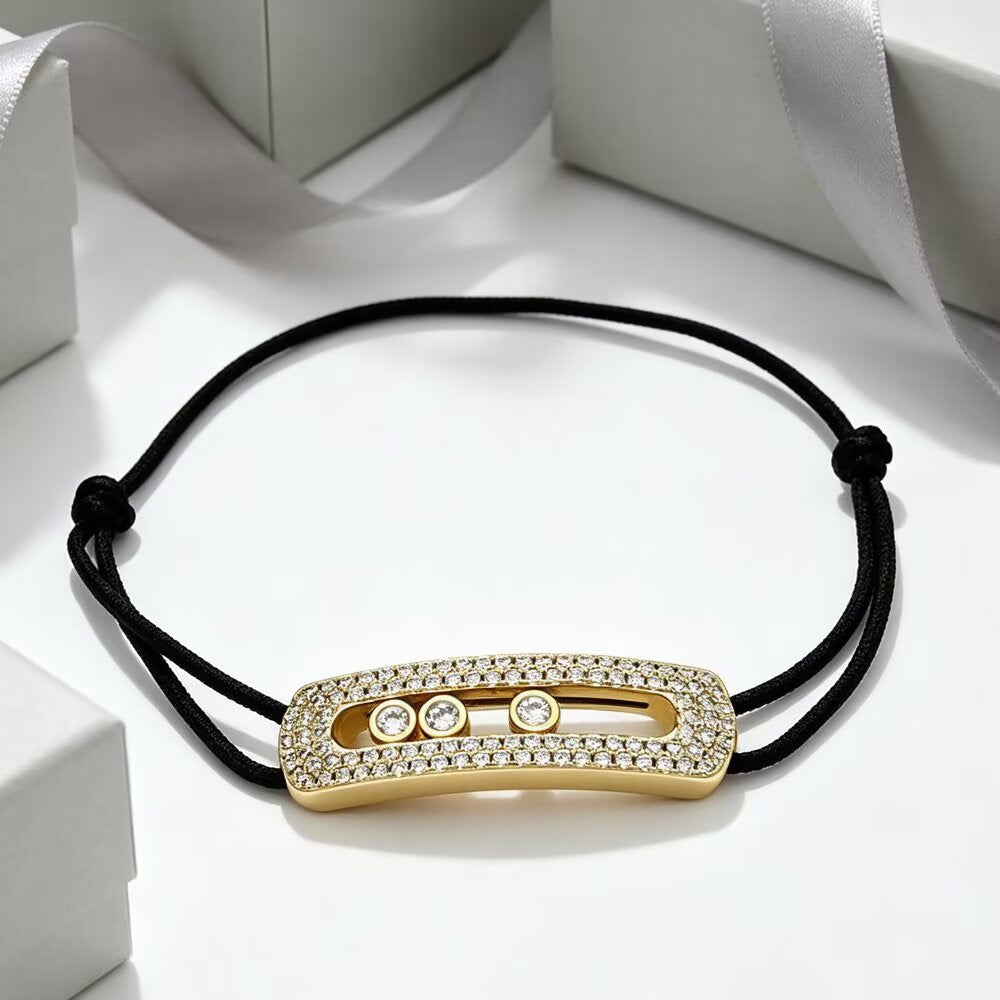 [Veyra Jewelry]Care(Large-4mm) pink cord pavé bracelet