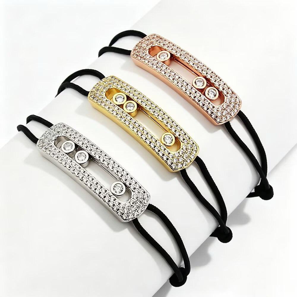 [Veyra Jewelry]Care(Large-4mm) pink cord pavé bracelet