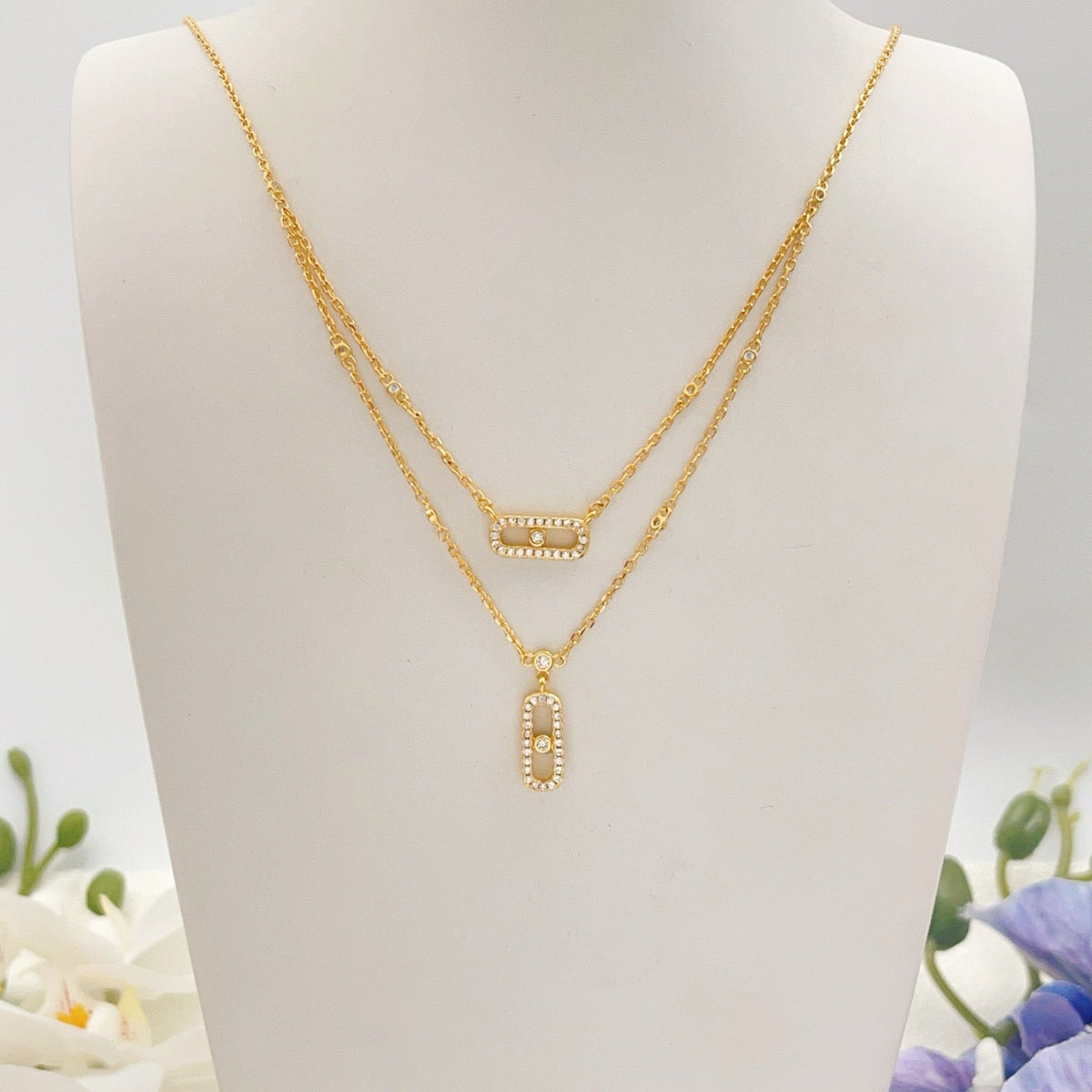 [Veyra Jewelry]MOVE 2 ROW DIAMOND NECKLACE