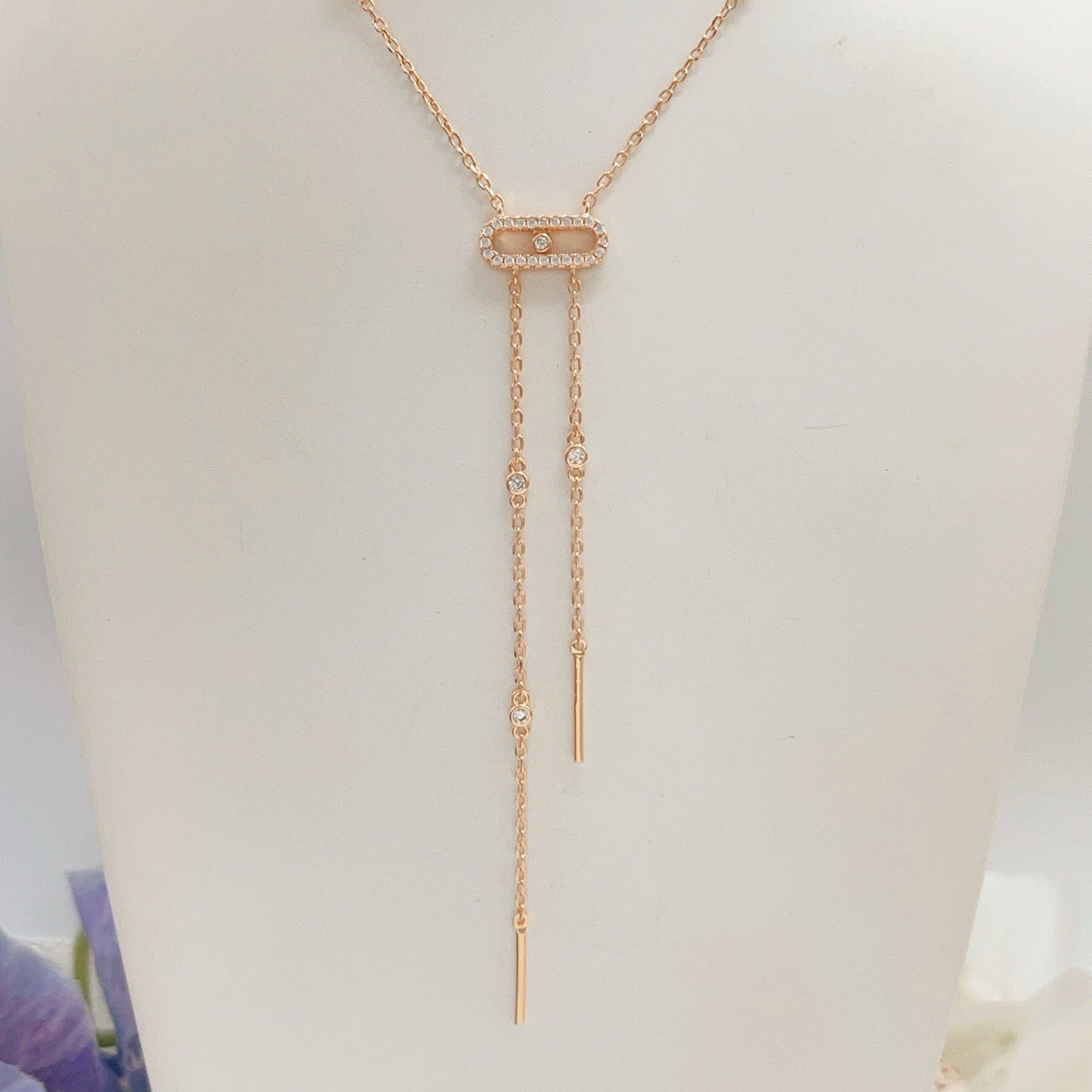 [Veyra Jewelry] Moderniste Pavé Diamond Lariat Tie Necklace