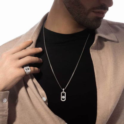 [Veyra Jewelry]So Move Paper‑Clip Sliding Diamond Necklace