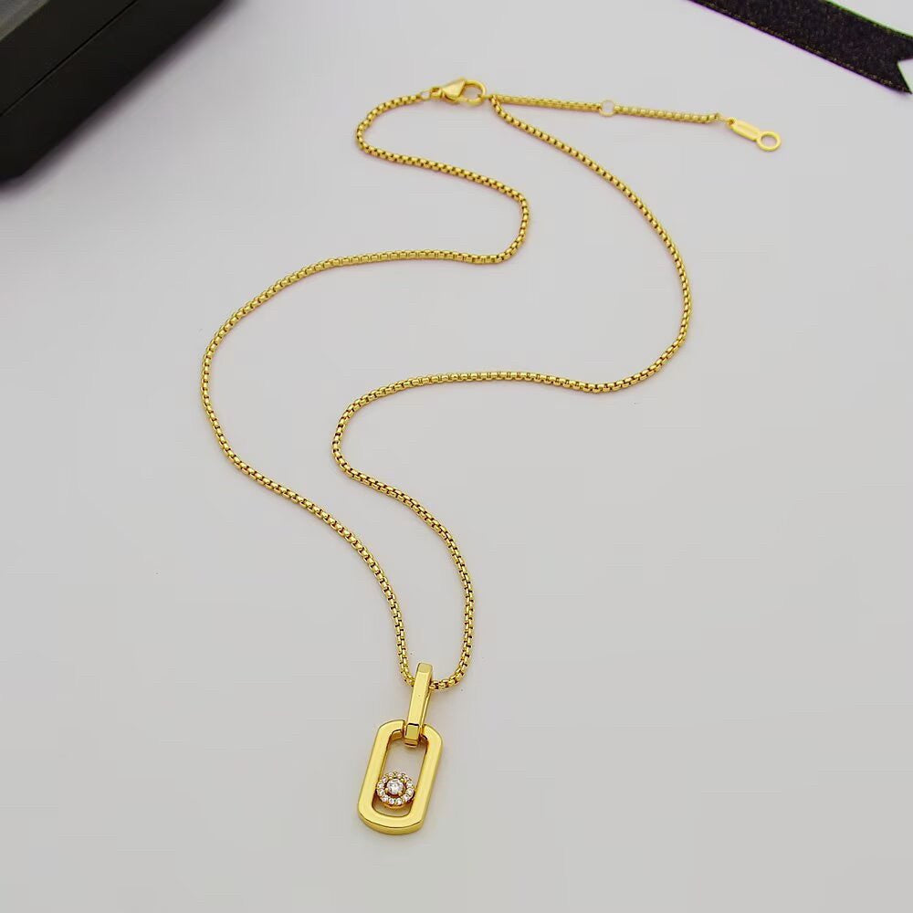 [Veyra Jewelry]So Move Paper‑Clip Sliding Diamond Necklace