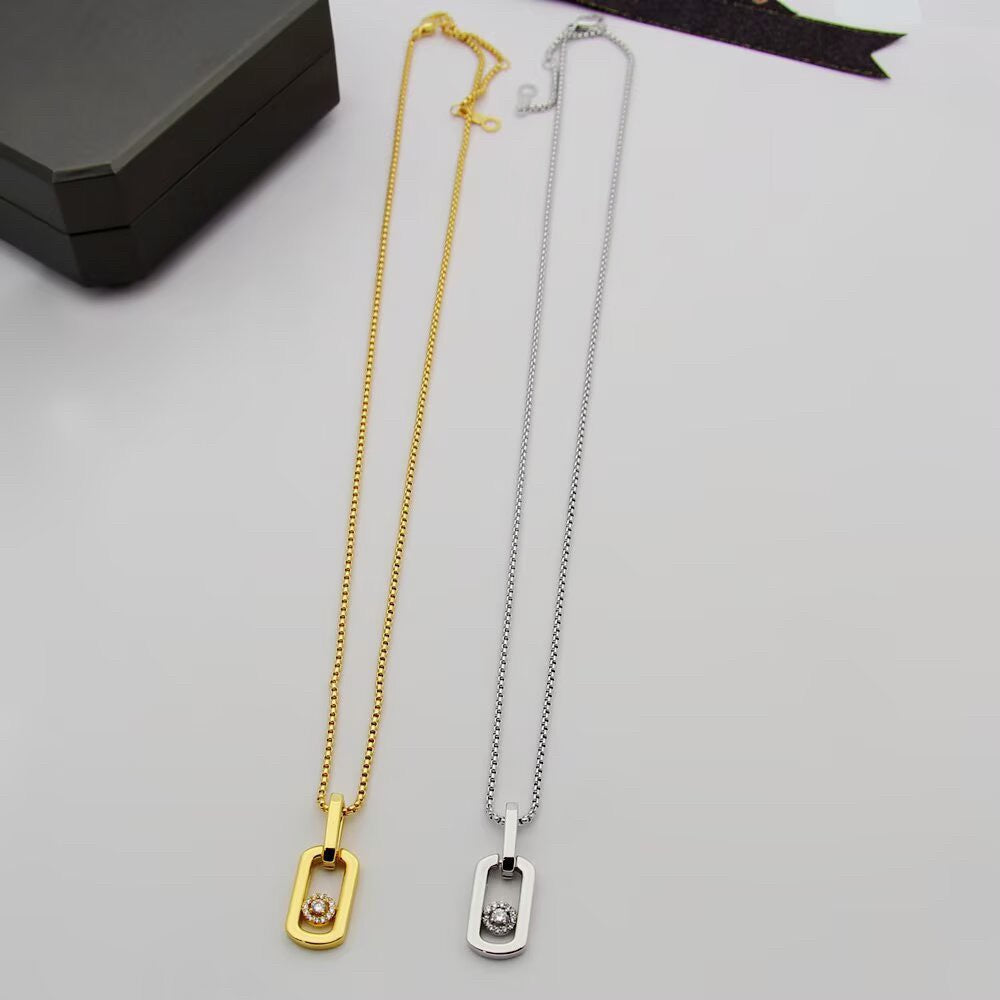 [Veyra Jewelry]So Move Paper‑Clip Sliding Diamond Necklace