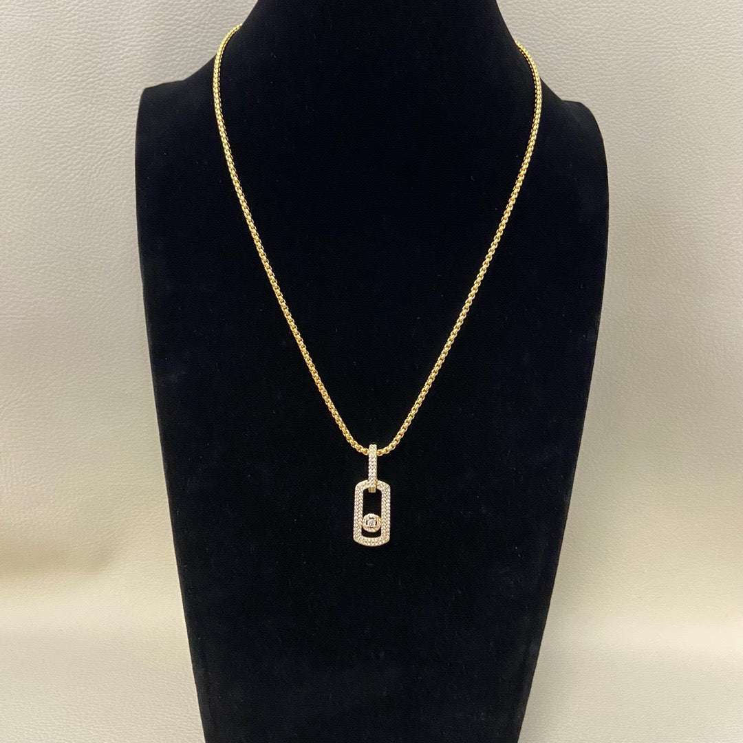 [Veyra Jewelry] So Move Diamond‑Set Paper‑Clip Sliding Necklace