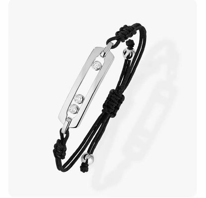 [Veyra Jewelry]Messika Move Bracelet, Black Cord with 3 Moving Stones
