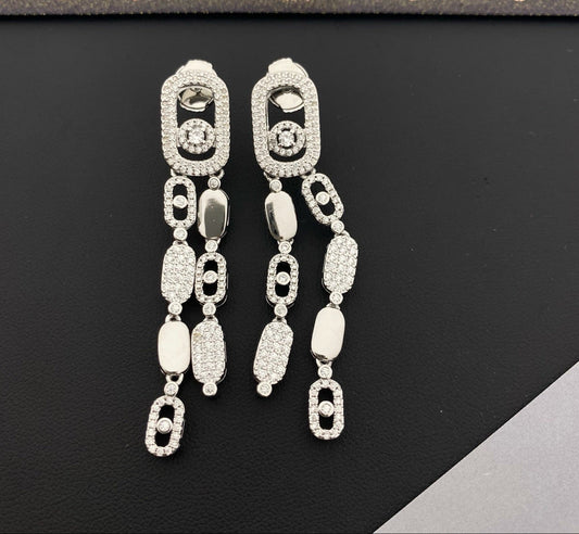 [Veyra Jewelry] Move Link Long Tassel Earrings, Movable Stones