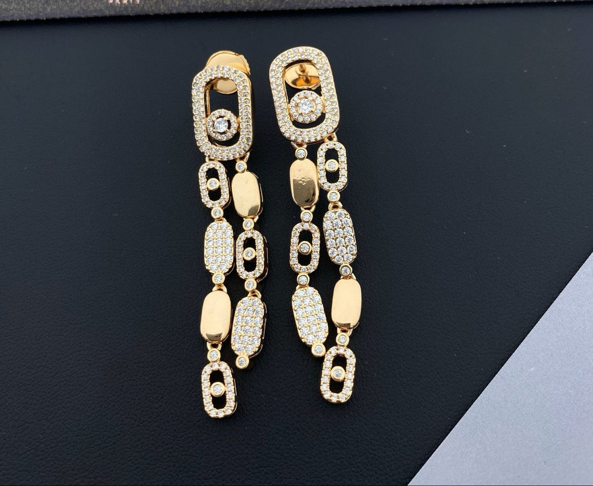 [Veyra Jewelry] Move Link Long Tassel Earrings, Movable Stones