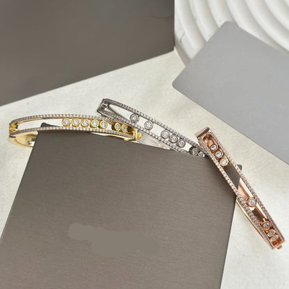 [Veyra Jewelry]Move Classique 7‑Moving‑Diamond Bangle, Double‑Row Pavé Setting