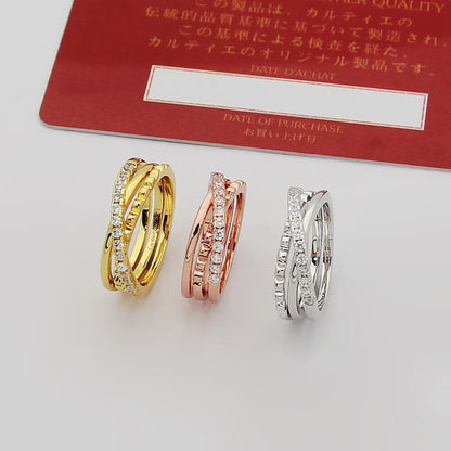 ¡®Veyra Jewelry¡¯Interlocking Three‑Band Half‑Diamond Ring