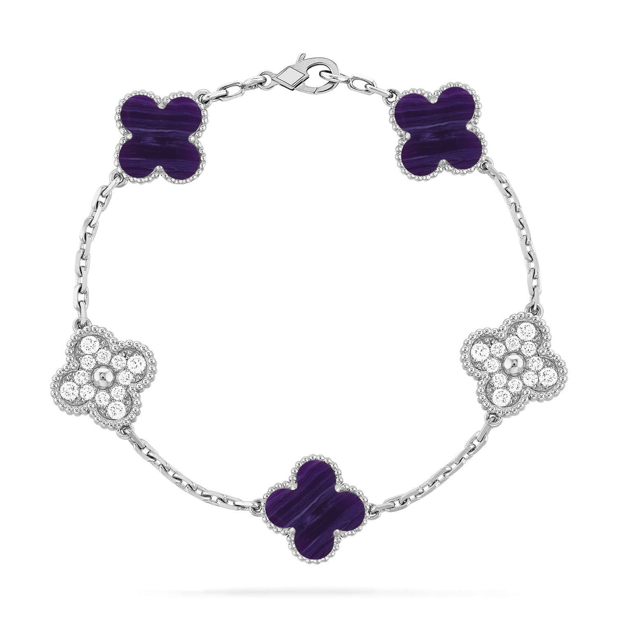 [Veyra Jewelry]New CLOVER 5 MOTIF PURPLE STRIPES BRACELET COLLECTION