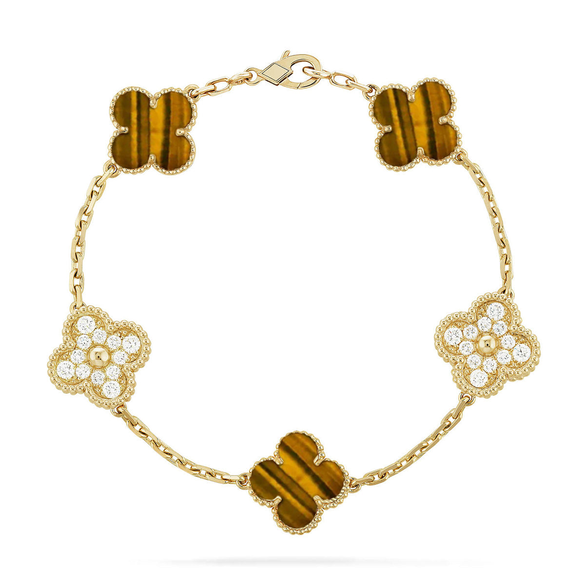 [Veyra Jewelry]New  CLOVER 5 MOTIFS TIGER EYE BRACELET COLLECTION