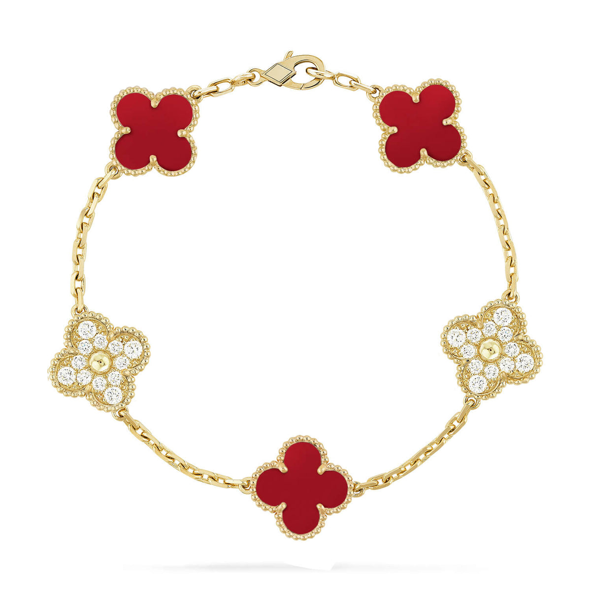 [Veyra Jewelry]New  CLOVER 5 MOTIF RED CORNELIAN BRACELET COLLECTION