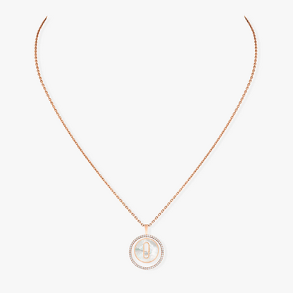 [Veyra Jewelry]LUCKY MOVE 1 DIAMOND WHITE MOTHER OF PEARL PINK GOLD DIAMOND NECKLACE