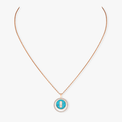 [Veyra Jewelry]LUCKY MOVE 1 DIAMOND TURQUOISE PINK GOLD DIAMOND NECKLACE