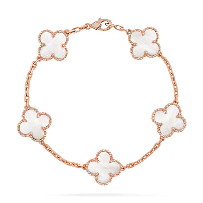 [Veyra Jewelry]New CLOVER WHITE PEARL MOP 5 MOTIF BRACELET COLLECTION