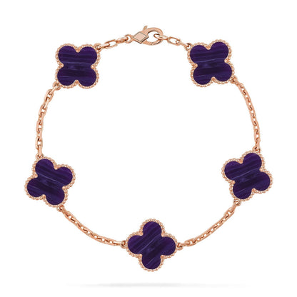 [Veyra Jewelry]New CLOVER 5 MOTIF PURPLE STRIPES BRACELET COLLECTION