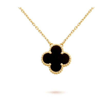 ¡®Veyra Jewelry¡¯CLOVER 15MM BLACK ONYX SINGLE FLOWER NECKLACE