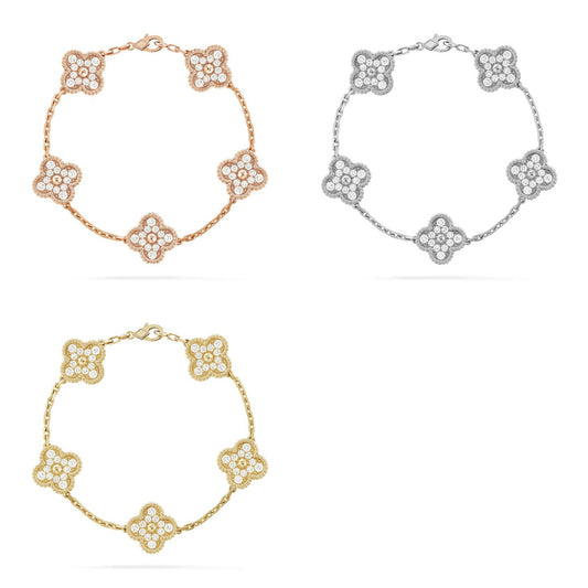 [Veyra Jewelry] New  CLOVER 5 MOTIF FULL DIAMOND BRACELET COLLECTION