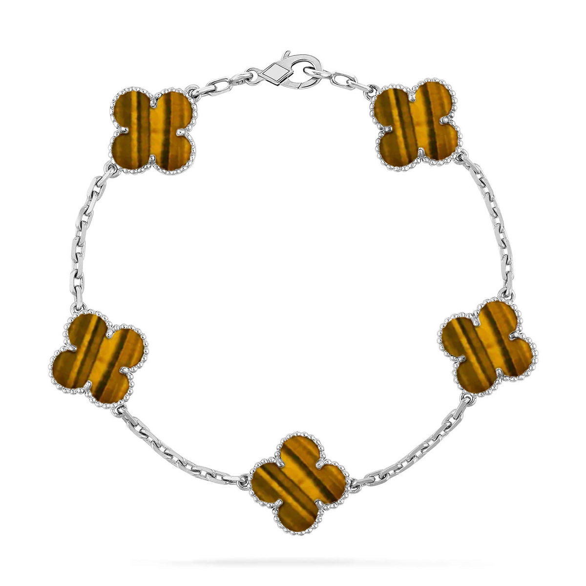 [Veyra Jewelry]New  CLOVER 5 MOTIFS TIGER EYE BRACELET COLLECTION