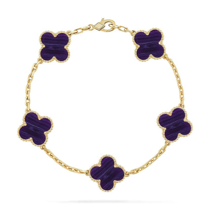 [Veyra Jewelry]New CLOVER 5 MOTIF PURPLE STRIPES BRACELET COLLECTION
