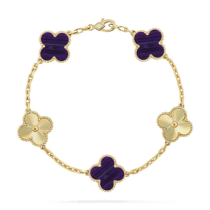 [Veyra Jewelry]New CLOVER 5 MOTIF PURPLE STRIPES BRACELET COLLECTION