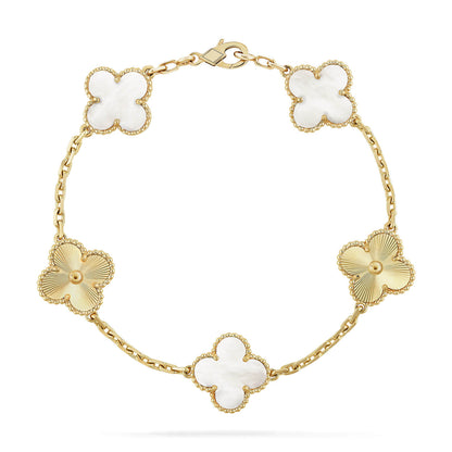 [Veyra Jewelry]New CLOVER WHITE PEARL MOP 5 MOTIF BRACELET COLLECTION