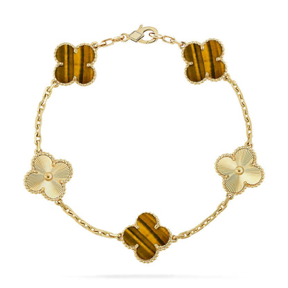 [Veyra Jewelry]New  CLOVER 5 MOTIFS TIGER EYE BRACELET COLLECTION