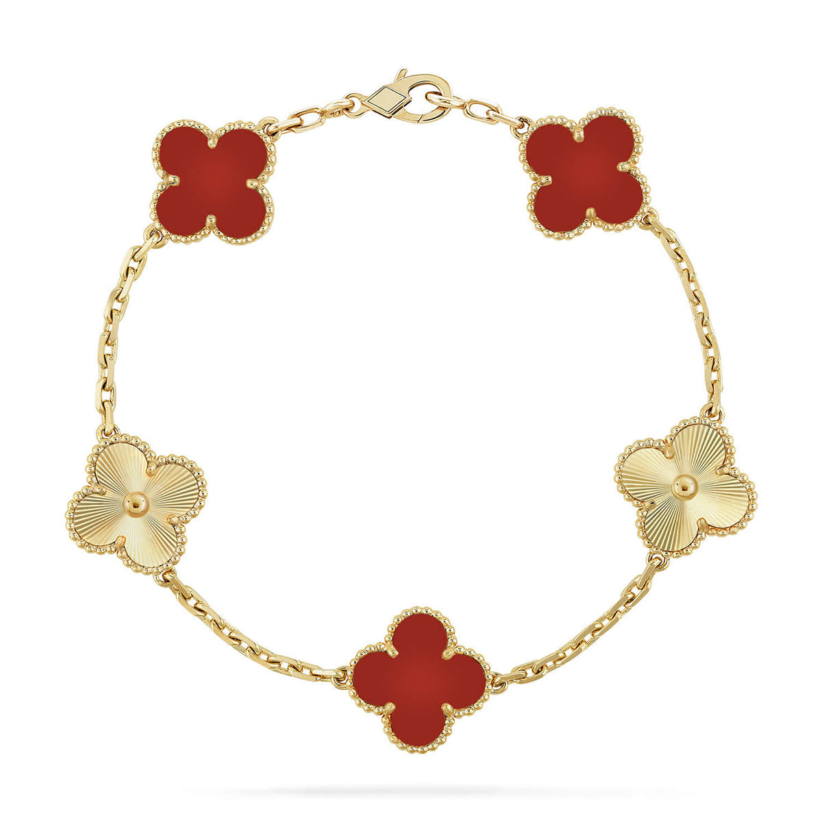 [Veyra Jewelry]New  CLOVER 5 MOTIF RED CORNELIAN BRACELET COLLECTION