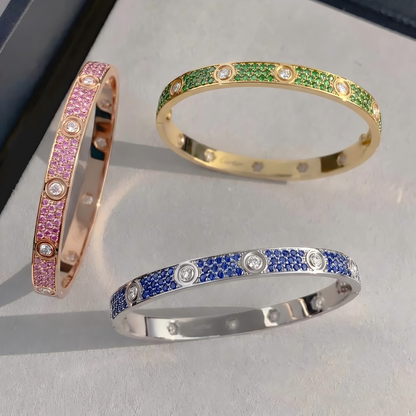 [Veyra Jewelry]2026 PAVE GEMSTONE LOVE BRACELET 6.1MM 10 DIAMONDS