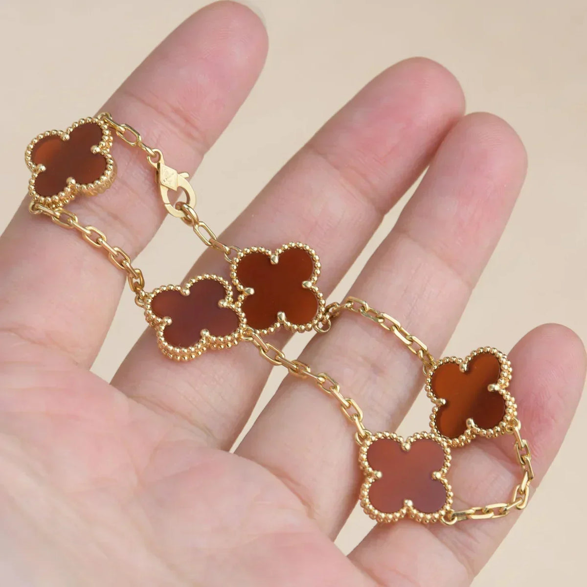 [Veyra Jewelry]New  CLOVER 5 MOTIF RED CORNELIAN BRACELET COLLECTION