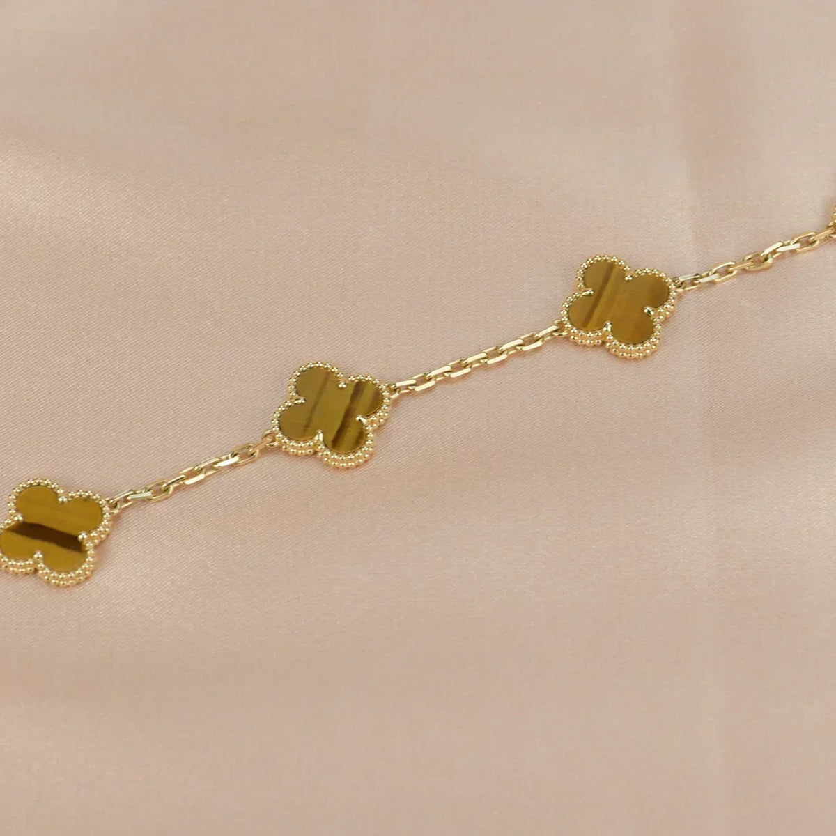 [Veyra Jewelry]New  CLOVER 5 MOTIFS TIGER EYE BRACELET COLLECTION