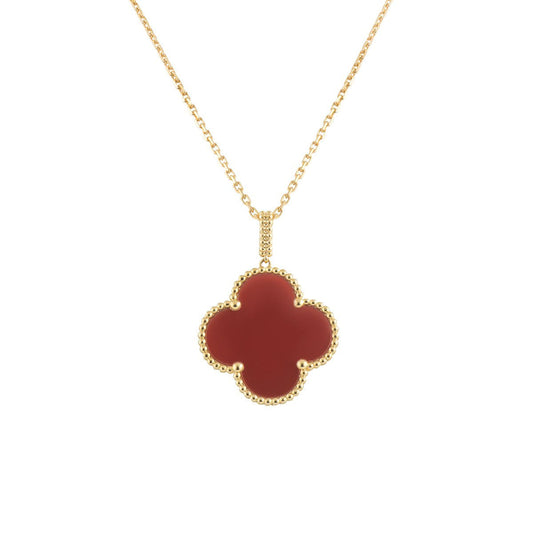 ¡®Veyra Jewelry¡¯CLOVER 25MM NECKLACE GOLD CARNELIAN