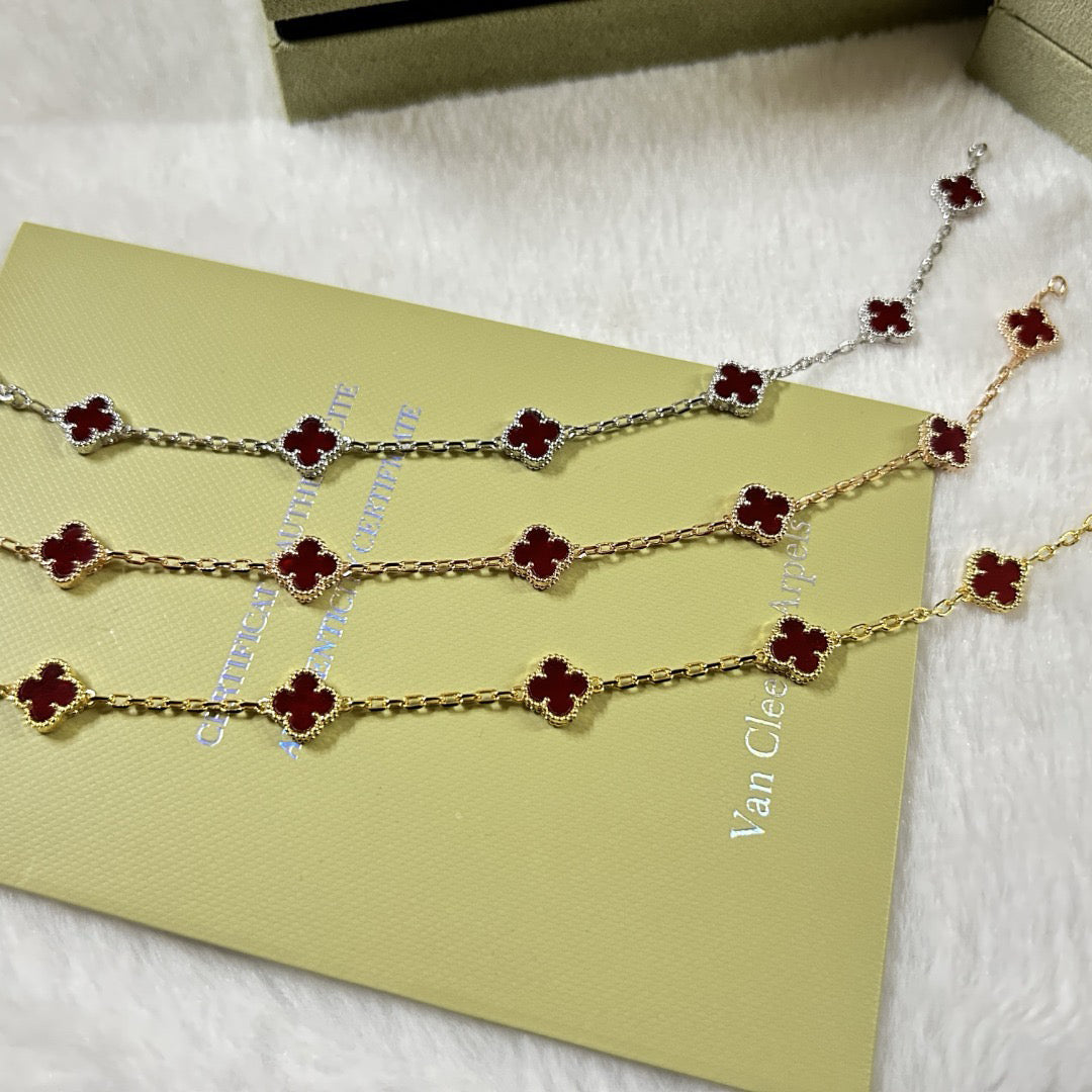 [¡®Veyra Jewelry¡¯]CLOVER 6 MOTIF RED AGATE BRACELET
