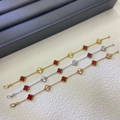 [¡®Veyra Jewelry¡¯]CLOVER 6 MOTIF RED AGATE LASER BRACELET