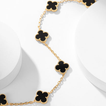 ¡®Veyra Jewelry¡¯CLOVER 10 MOTIFS ONYX NECKLACE