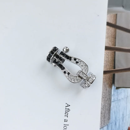 ¡®Veyra Jewelry¡¯FORCE LARGE HORSESHOE BLACK WHITE DIAMOND BRACELET SILVER