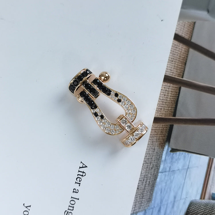 ¡®Veyra Jewelry¡¯FORCE LARGE HORSESHOE BLACK WHITE DIAMOND BRACELET ROSE GOLD
