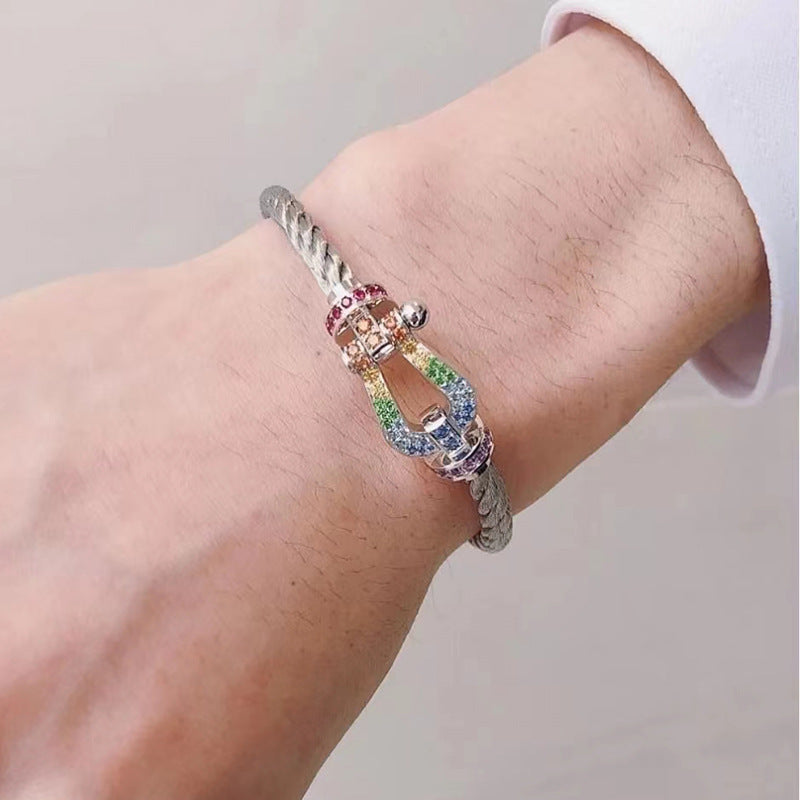 ¡®Veyra Jewelry¡¯FORC LARGE HORSESHOE  COLORED DIAMOND BRACELET SILVER