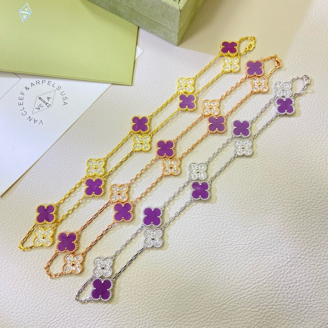 ¡®Veyra Jewelry¡¯CLOVER 10 MOTIFS  PURPLE VIOLET DIAMOND NECKLACE