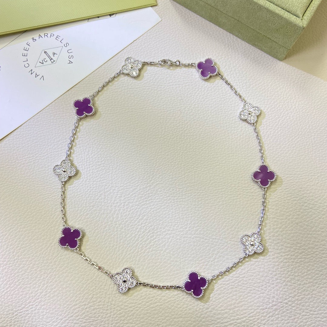 ¡®Veyra Jewelry¡¯CLOVER 10 MOTIFS  PURPLE VIOLET DIAMOND NECKLACE