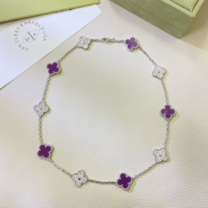 ¡®Veyra Jewelry¡¯CLOVER 10 MOTIFS  PURPLE VIOLET DIAMOND NECKLACE