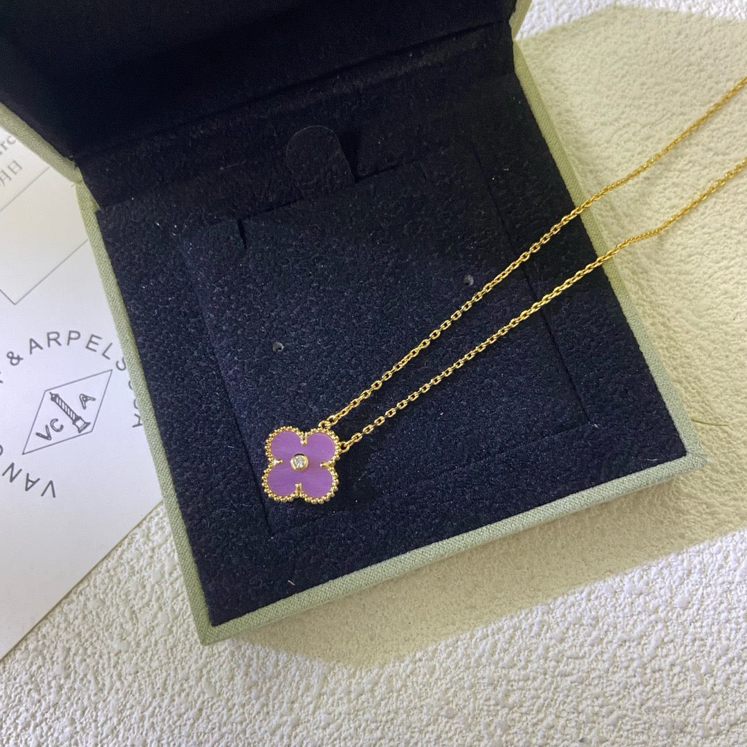 ¡®Veyra Jewelry¡¯CLOVER 15MM DIAMOND  PURPLE VIOLET NECKLACE