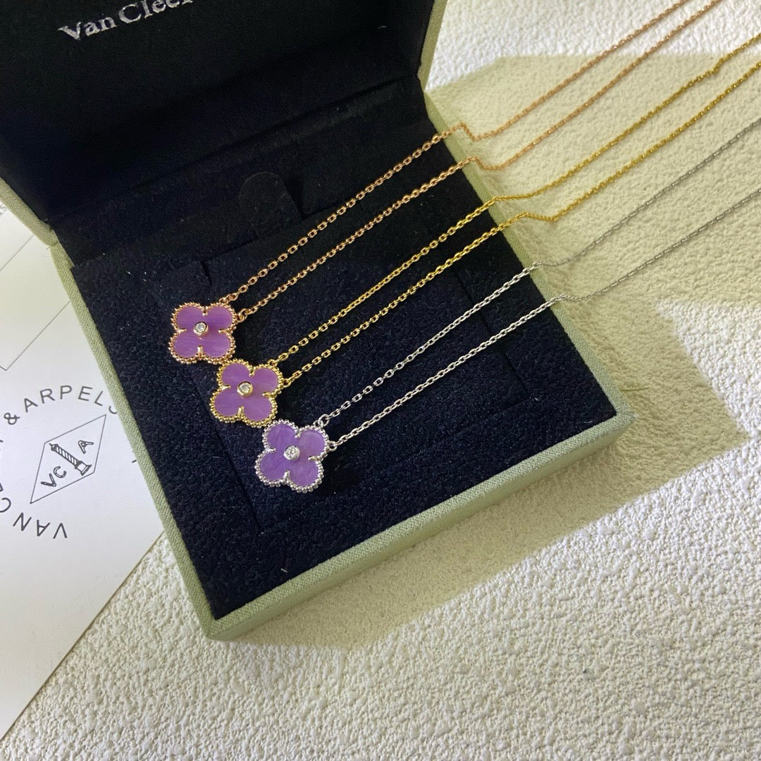 ¡®Veyra Jewelry¡¯CLOVER 15MM DIAMOND  PURPLE VIOLET NECKLACE