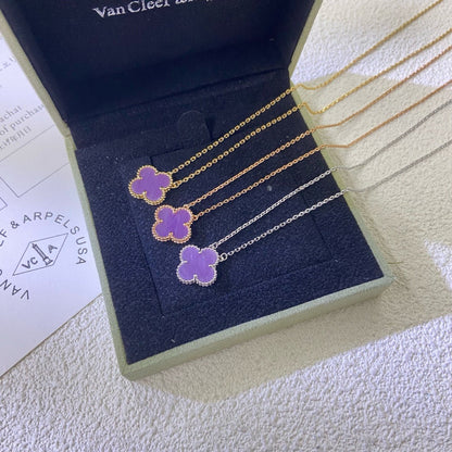¡®Veyra Jewelry¡¯CLOVER 15MM  PURPLE VIOLET NECKLACE